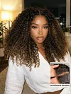 Ombre Chestnut Brown Curly Wig Put On and Go Glueless Hair with Invisi Drawstring
