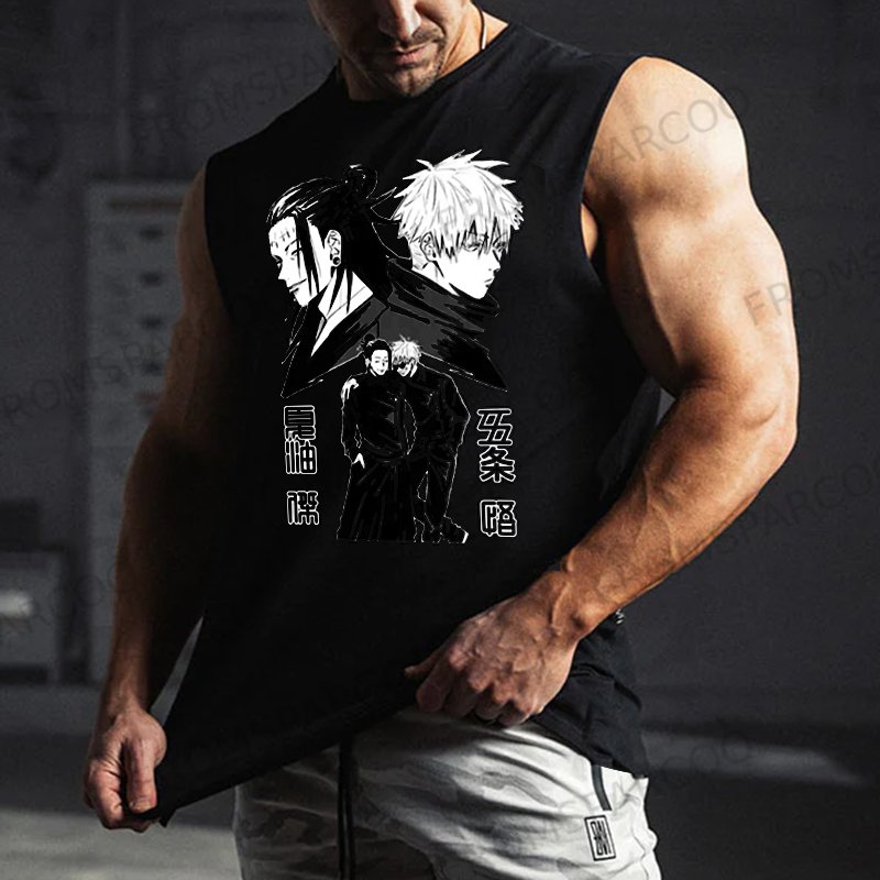 Men's Anime Best Friend Printed Fitness Tank Top