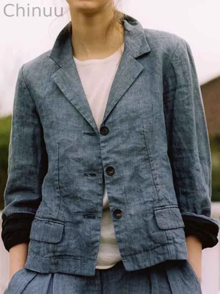 Women's Vintage Simple Linen Blend Jacket