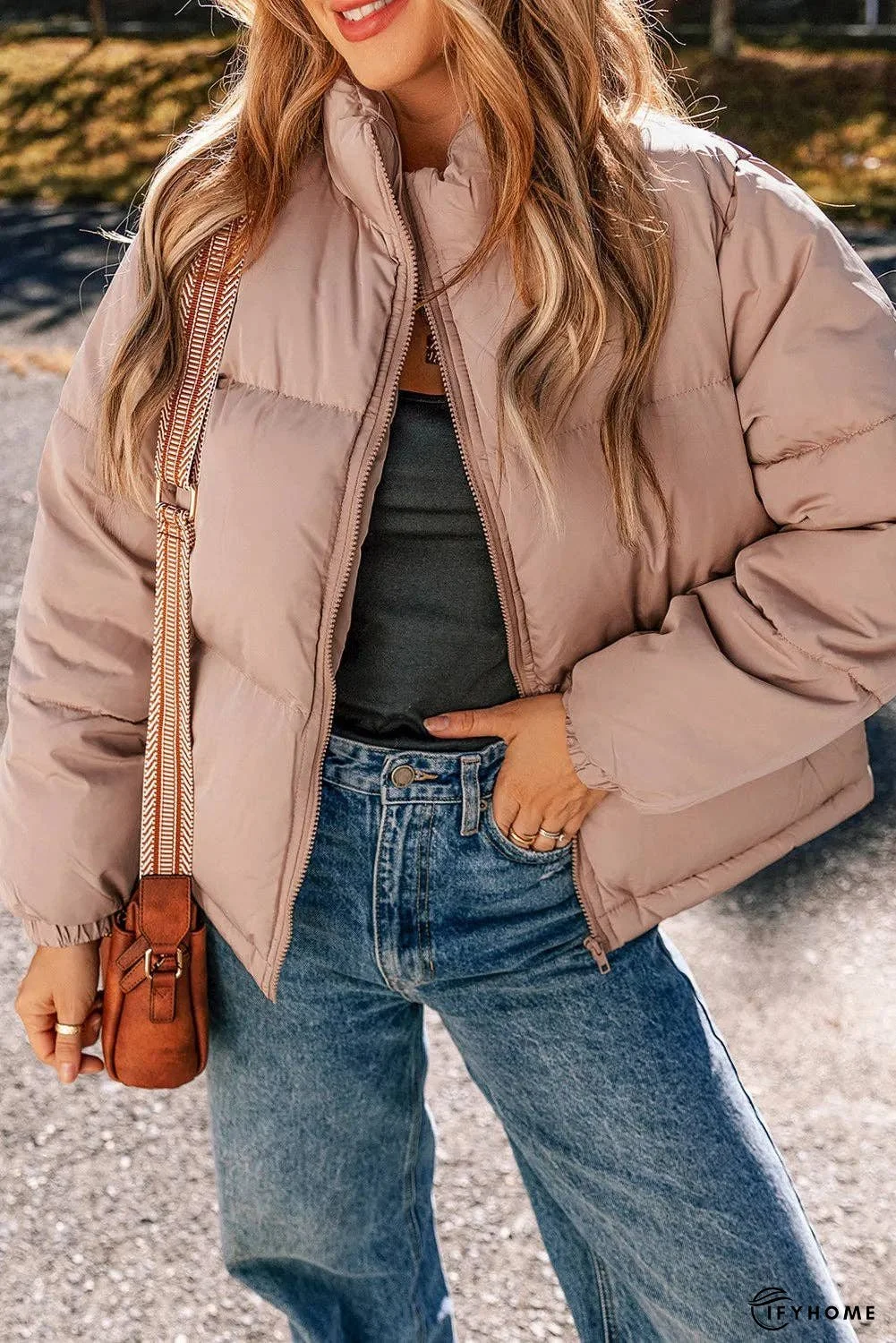 Turtleneck Zip Up Long Sleeve Winter Coat | IFYHOME