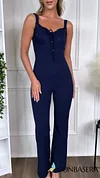 Fiadh Navy Lace Cup Wide Leg Jumpsuit