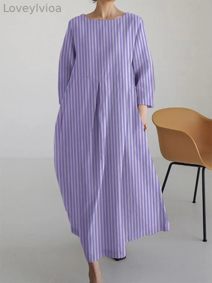 Women's Striped Casual Loose Dress