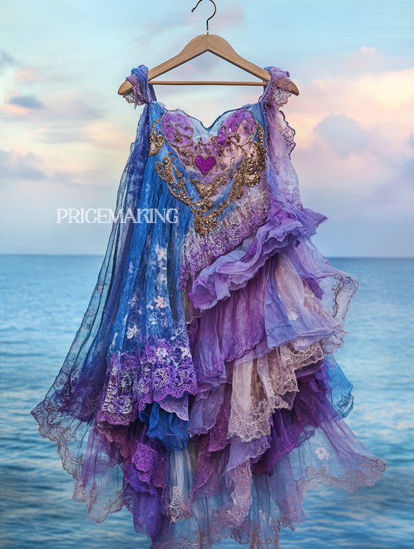 Summer Vacation Ruffle Lace Contrast Color Top 0c6c