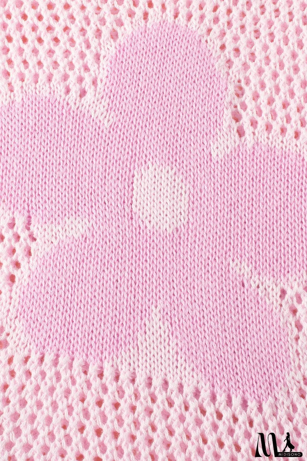 Big Flower Hollowed Knit Drop Shoulder Sweater