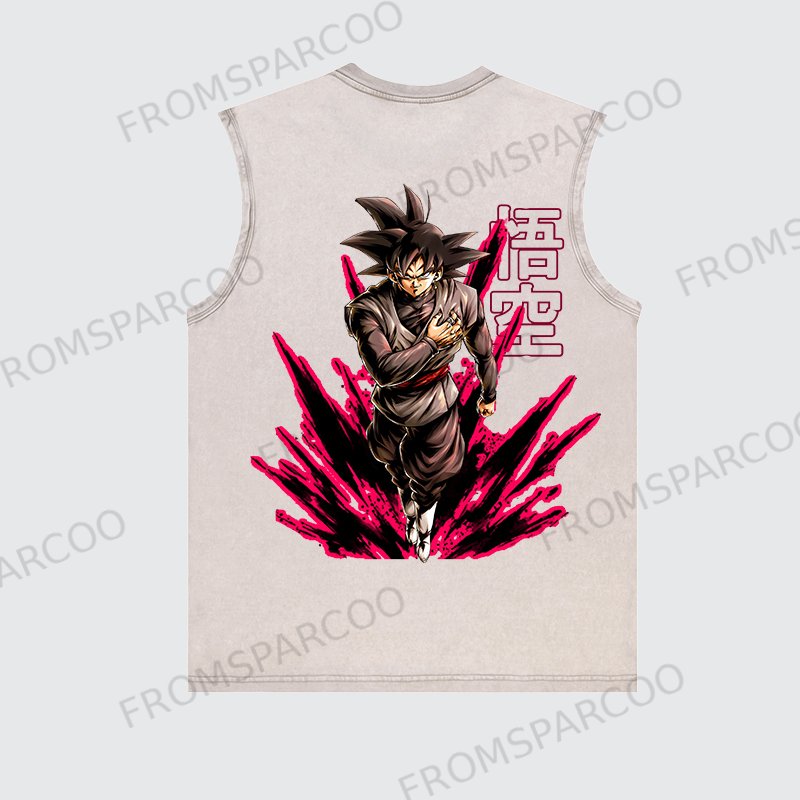 Casual Batik Washed Dragon Ball Goku Printed Tank Top