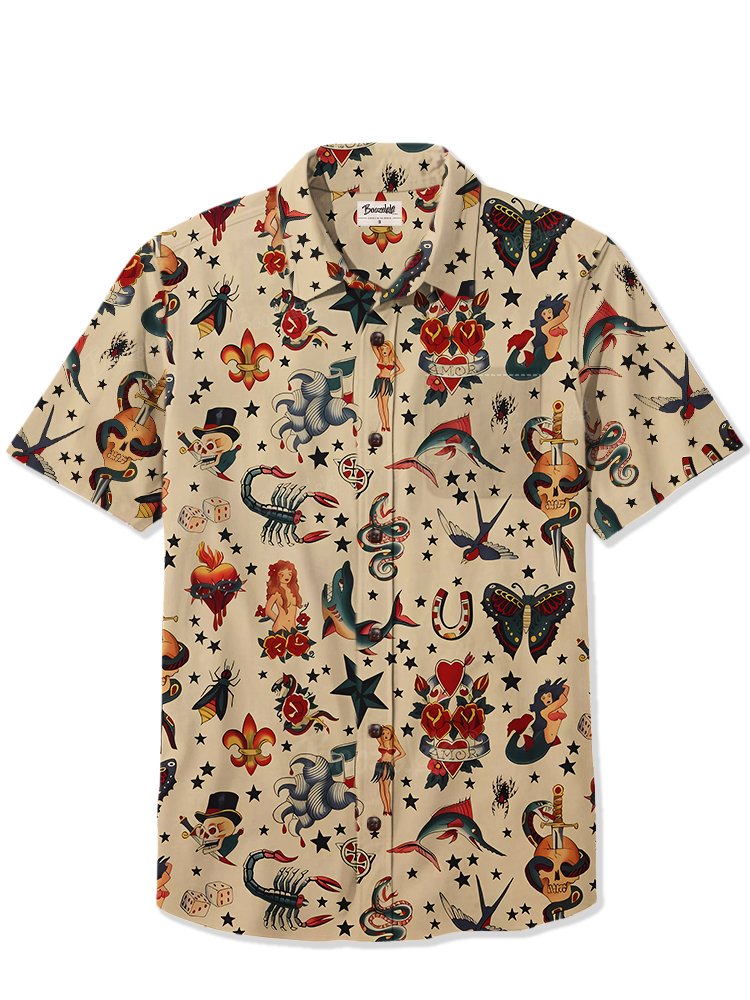 Retro Tattoo Ocean - 100% Cotton Shirt