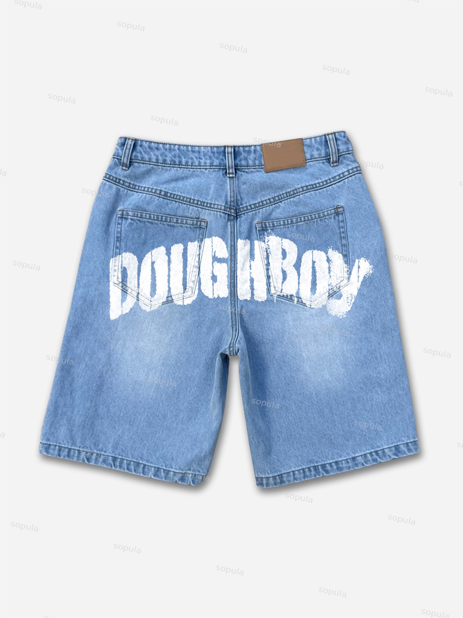 Doughboy Gun Silhouette Graphic Denim Shorts