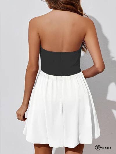 Ruched Two-Tone Tube Mini Dress | IFYHOME