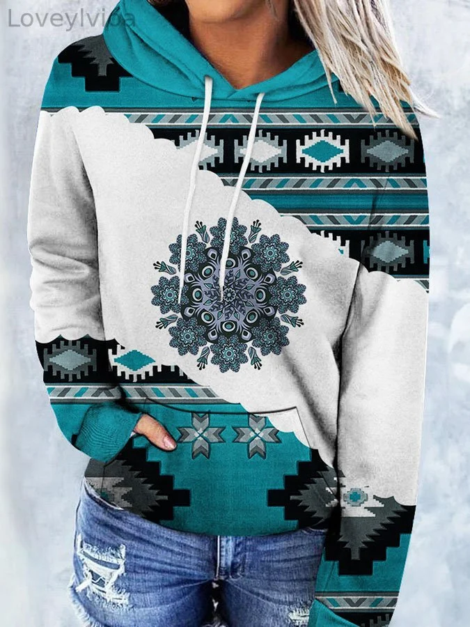 Vintage-Print Long-Sleeve Hoodie