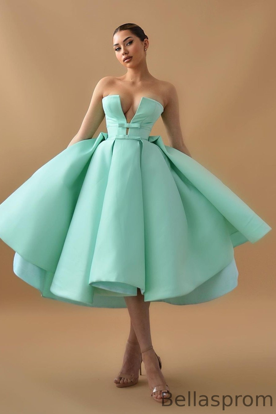 Bellasprom Mint Green V-Neck Sleeveless Short Prom Dress Ball Gown On Sale Bellasprom