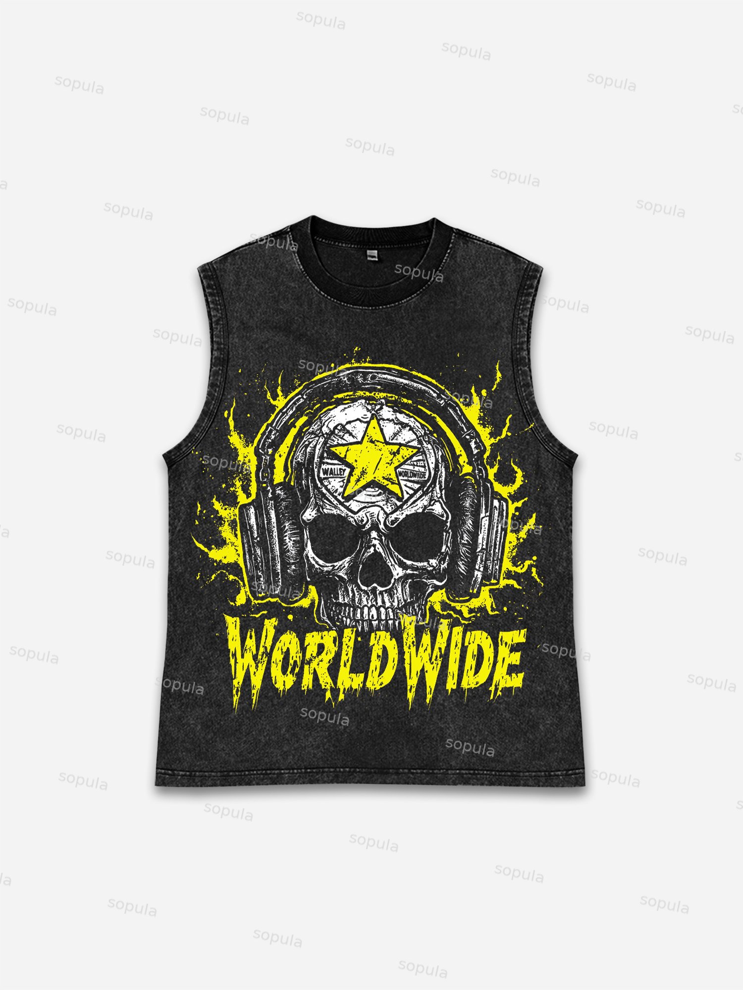 Skullwave Transmission Graphic Wash Tank Top