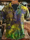 Vintage Colorful Old Printed Casual Polo Shirt