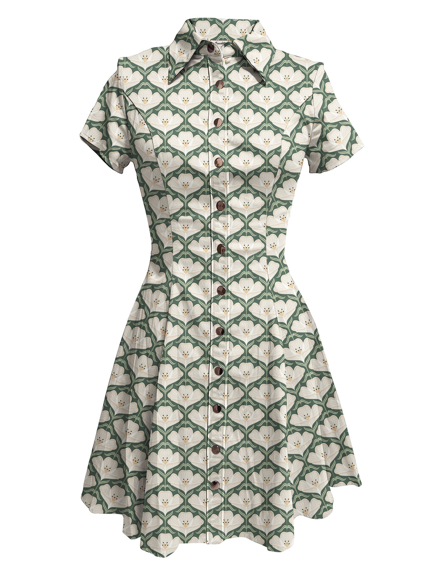 【Sannepauldesign  X Boozelele】Soft Blooms of Sage - 100% Cotton Dress