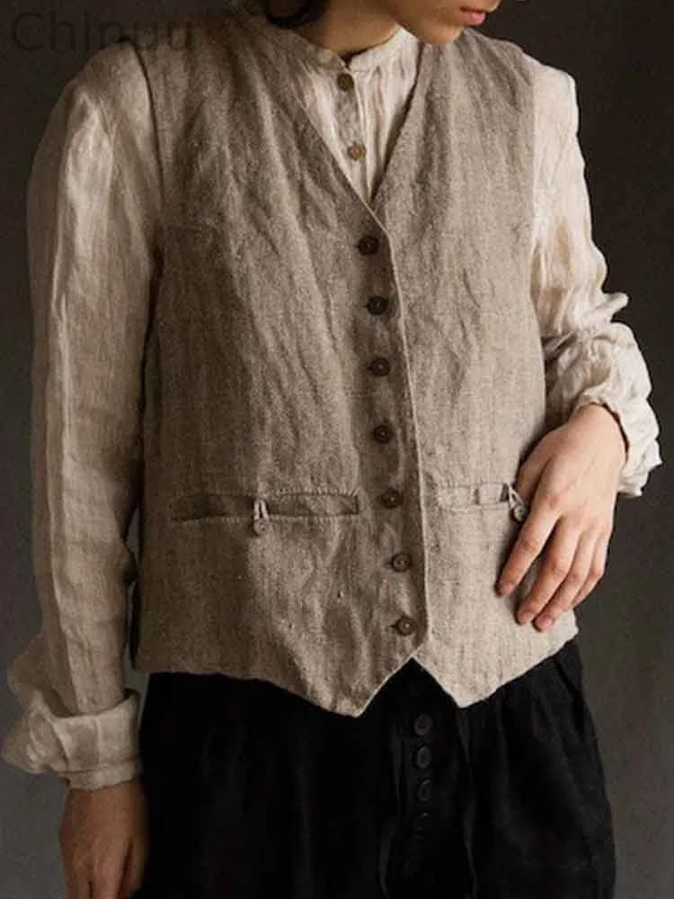 Women's Vintage Simple Linen Blend Versatile Vest