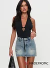 Precious Cargo Denim Mini Skirt Light Blue Wash