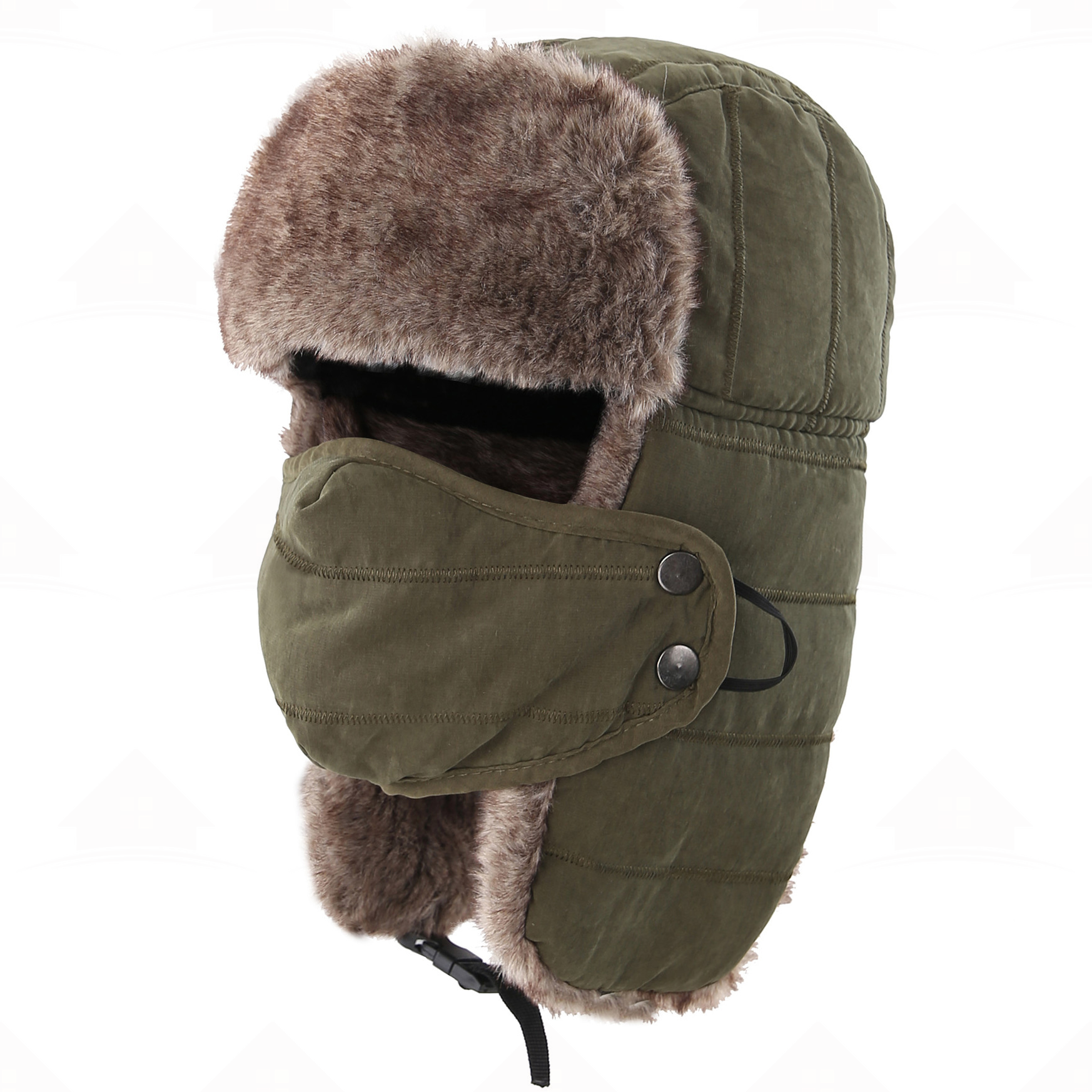 Home Prefer Men's Trooper Trapper Hat Warm Winter Hats with Removable Face Mask Earflaps Faux Fur Hunting Outdoor Hat