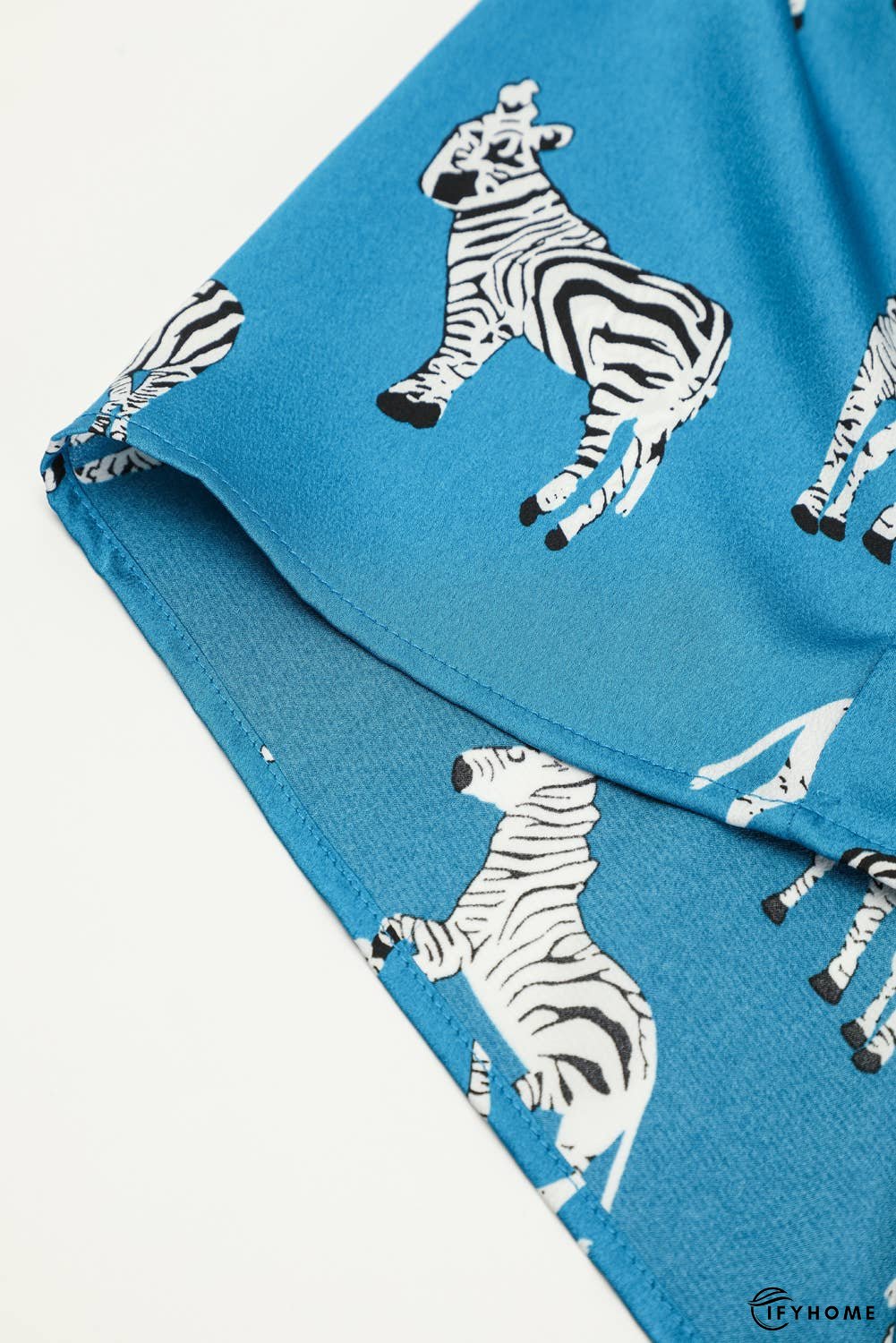 Blue Printed Zebra Pattern Pleated Shirt  Dress | IFYHOME