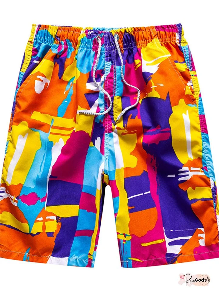 Men's Board Shorts Swim Shorts Swim Trunks Summer Shorts Beach Shorts Drawstring Elastic Waist Graphic Comfort Breathable Short Casual Daily Beach Fashion Streetwear 1 2 Micro-elastic