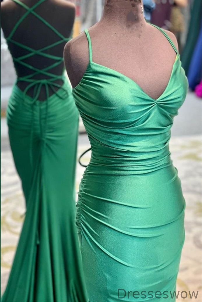 Dresseswow Emerald Green Sweetheart Mermaid Prom Dress Pleats On Sale