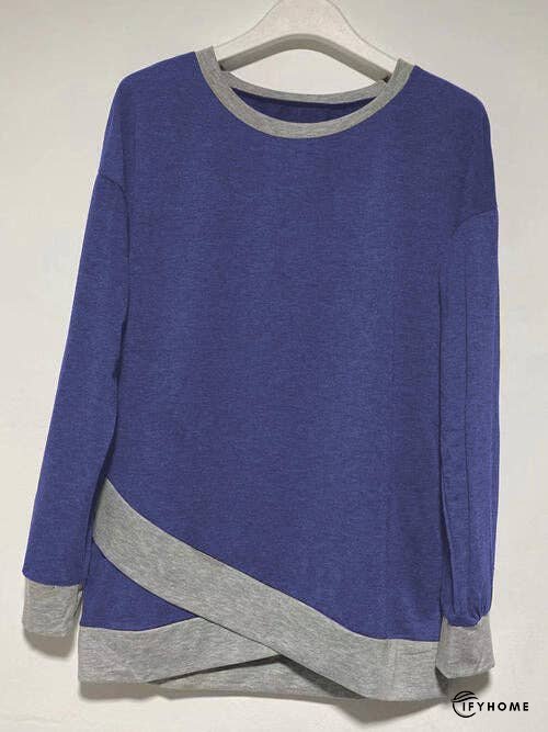 Contrast Boat Neck Long Sleeve T-Shirt | IFYHOME