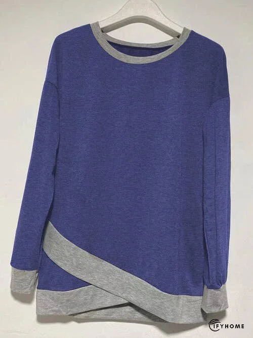 Contrast Boat Neck Long Sleeve T-Shirt | IFYHOME