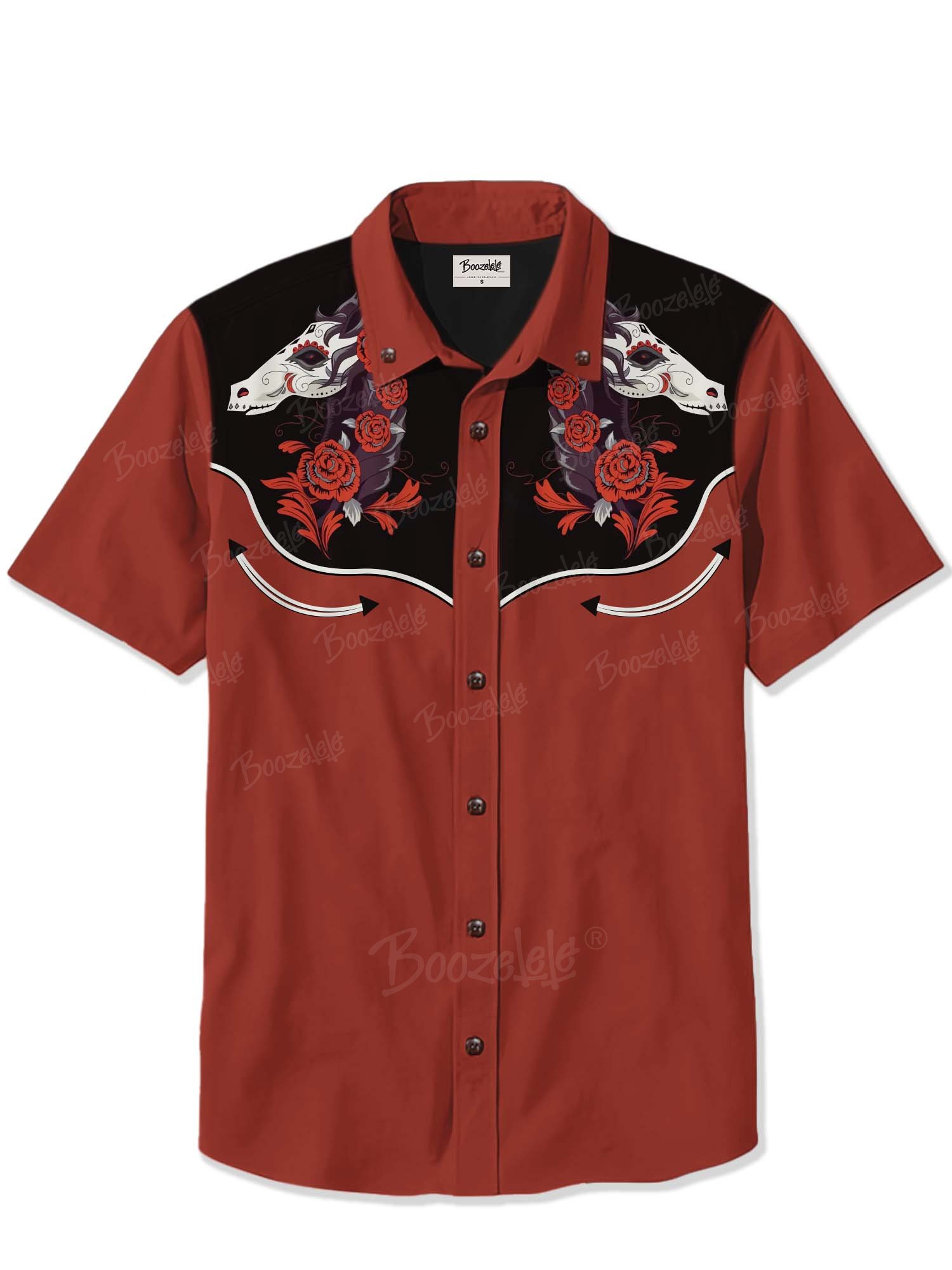 Western Horse Skull And Flower  - 100% Cotton Shirt