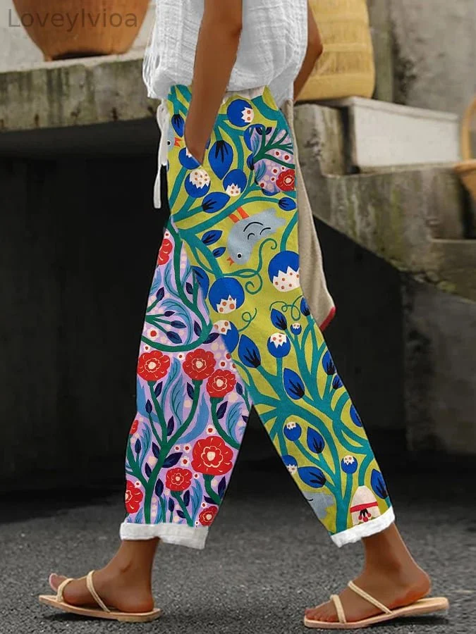 Women's Floral Loose Casual Pants