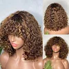 Ready To Go Glueless Hightlight Brown Short Bob Kinky Curly Wig