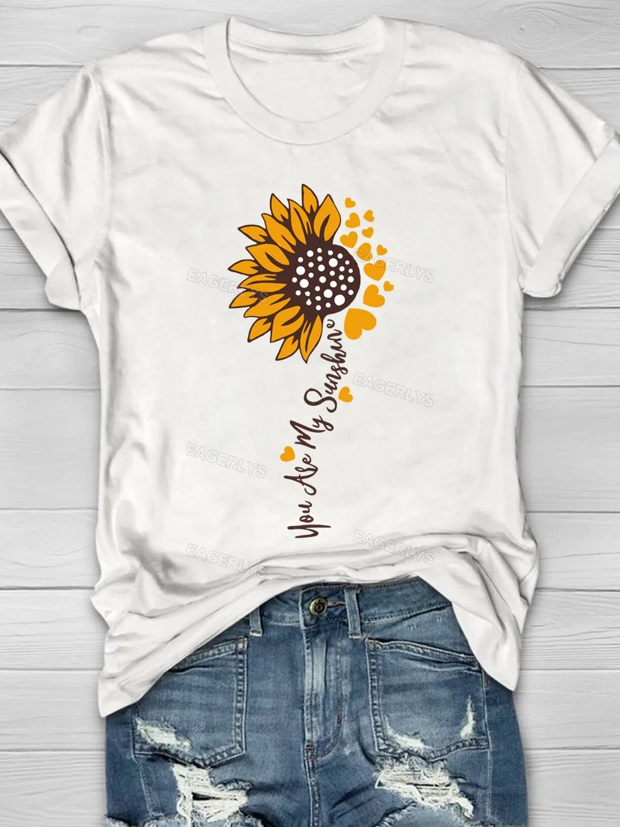 Eagerlys Sunflower Leopard Short Sleeve T-shirt Eagerlys
