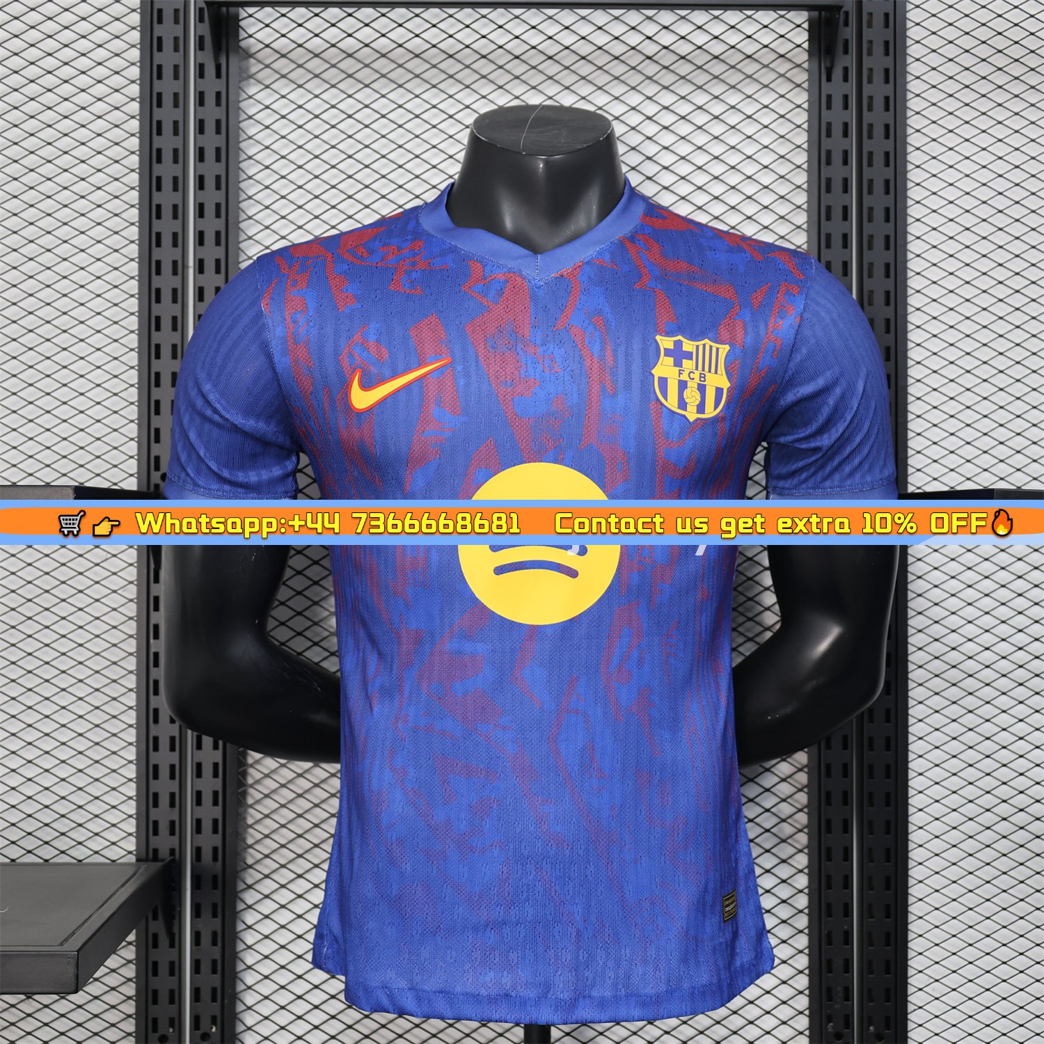 B.A.R.S.A 25-26 Blue Gradient and Red Shaped Pattern Pattern Jersey - Player Version