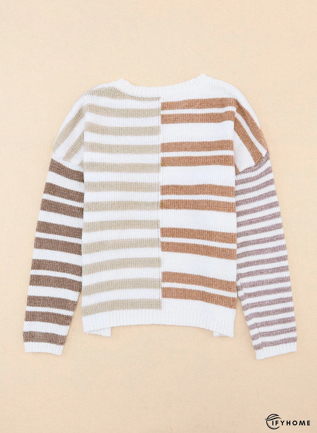 Color Block Drop Shoulder Pullover Striped Sweater | IFYHOME