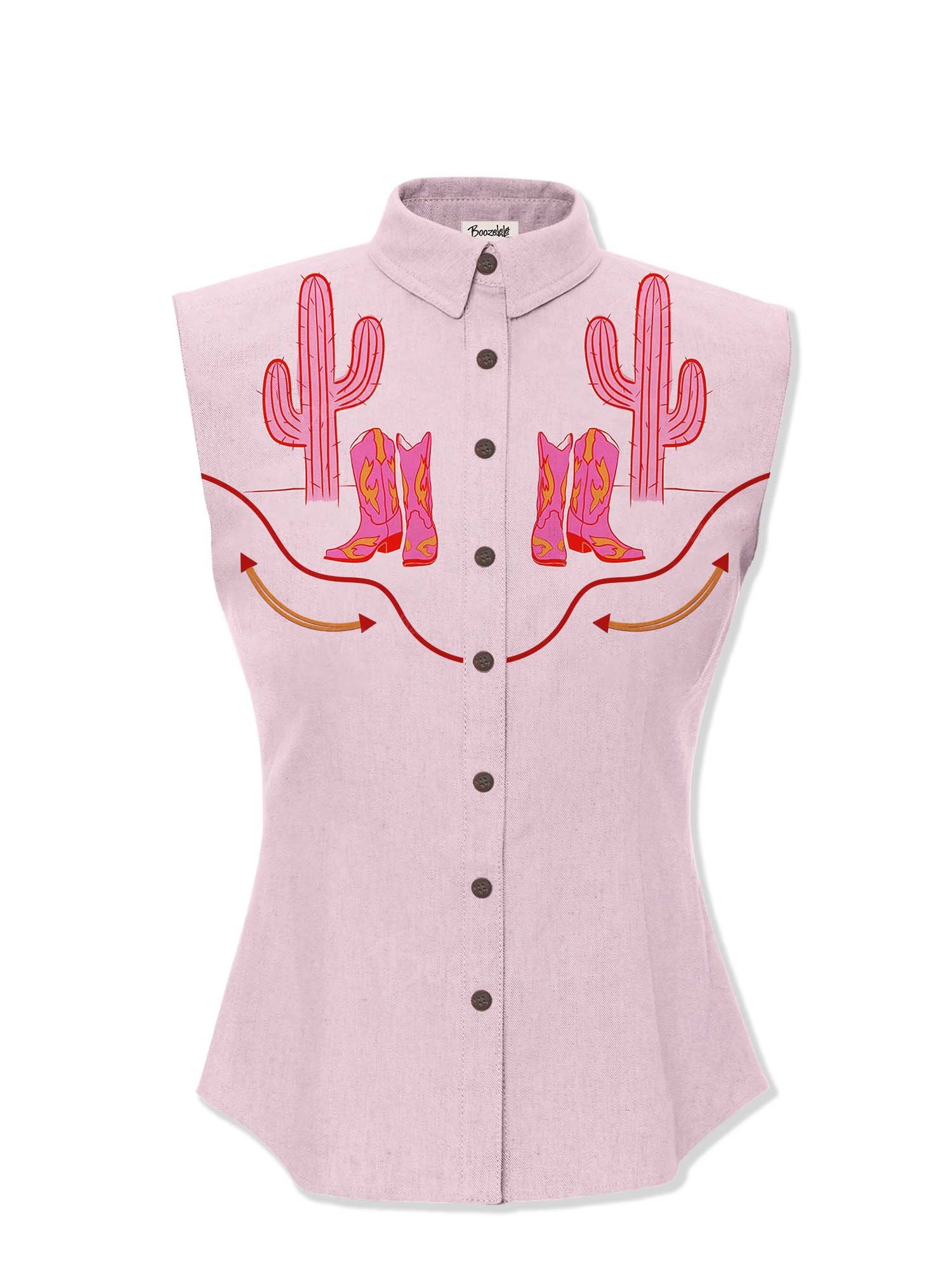 Pink Wilderness Ranch Cactus - Women&lsquo;S 100% Cotton Sleeveless Shirt