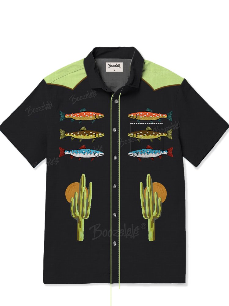 Cactus And Fish - Slub Linen Shirt