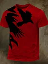 Halloween Raven Print Casual V-Neck Short Sleeve T-Shirt