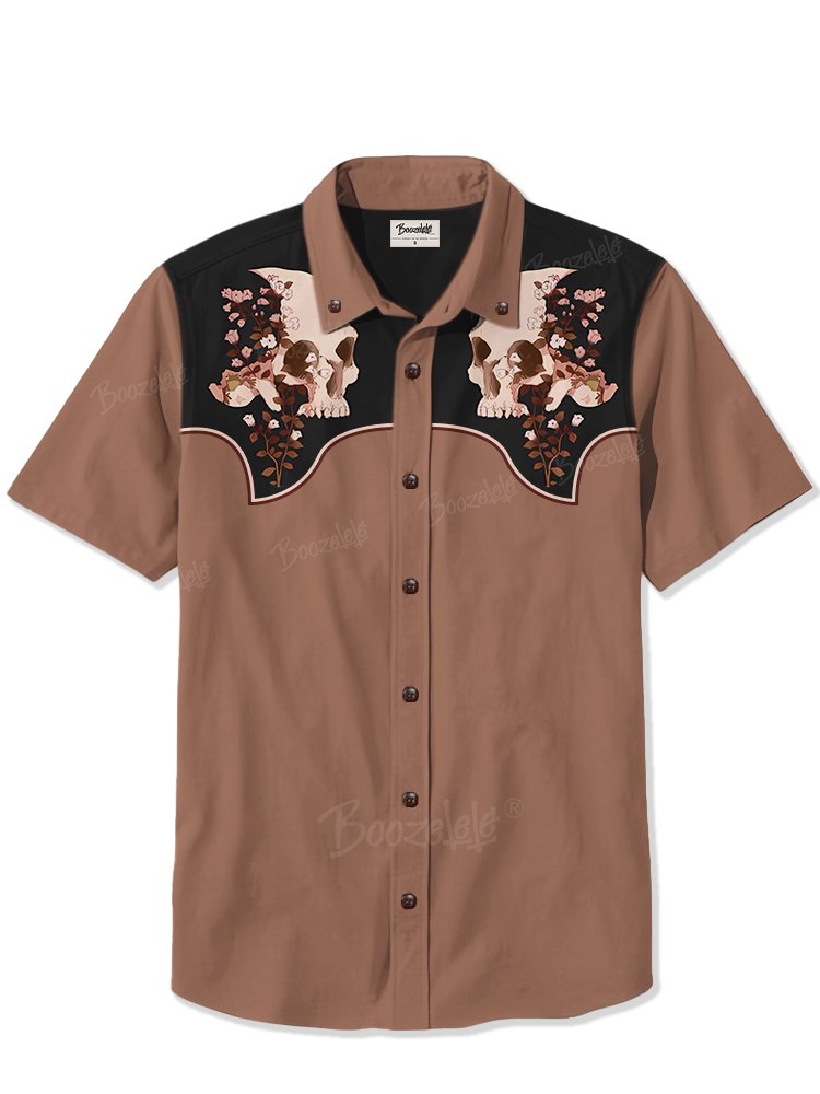 Flowers And Skulls - 100% Cotton Shirt