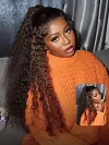  Wear and Go Blonde Highlights Water Wave Minimalist Wigs Casual Glueless with Natural Hairline Wig