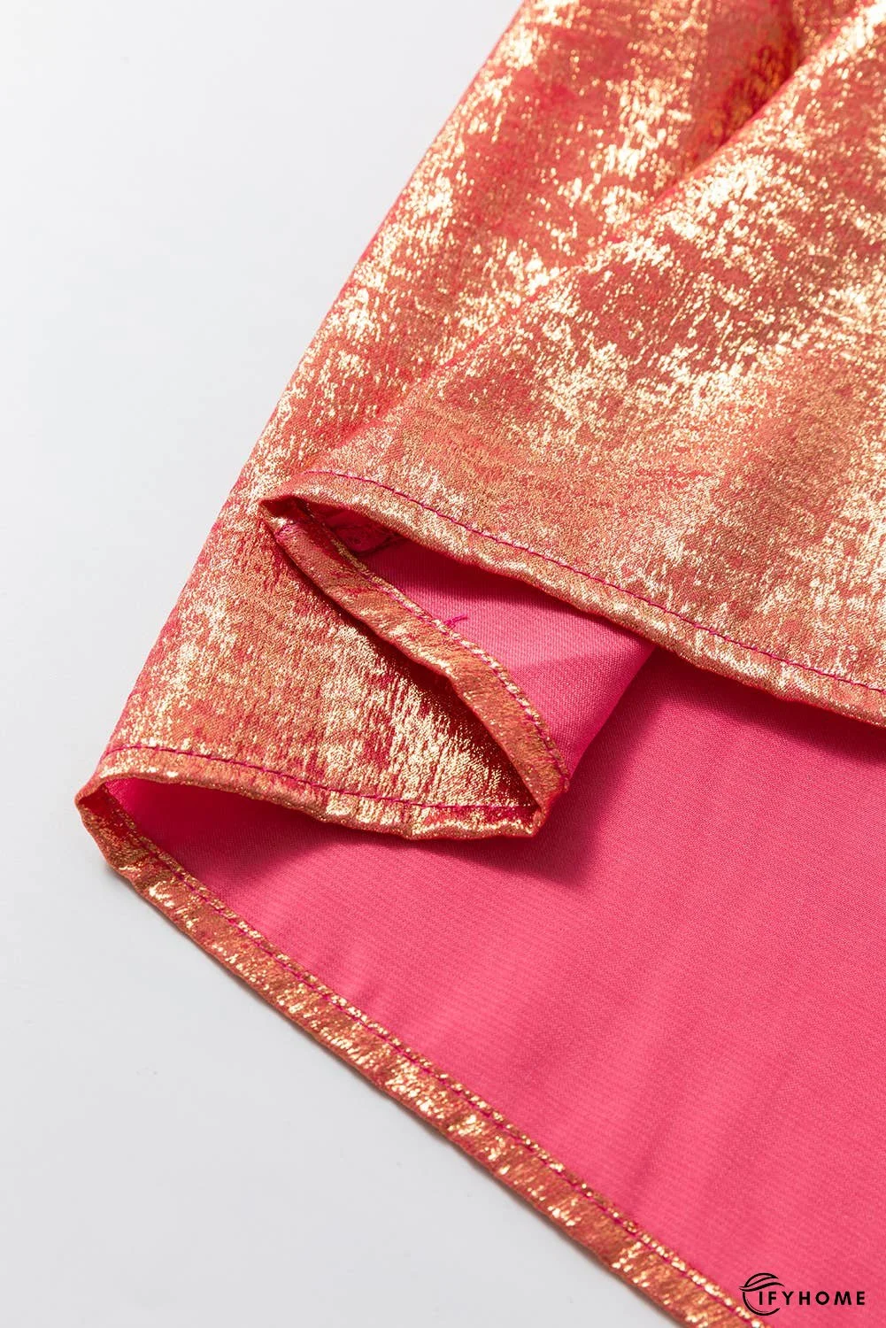 Metallic Sheen Puff Sleeve Mini Shirt Dress | IFYHOME