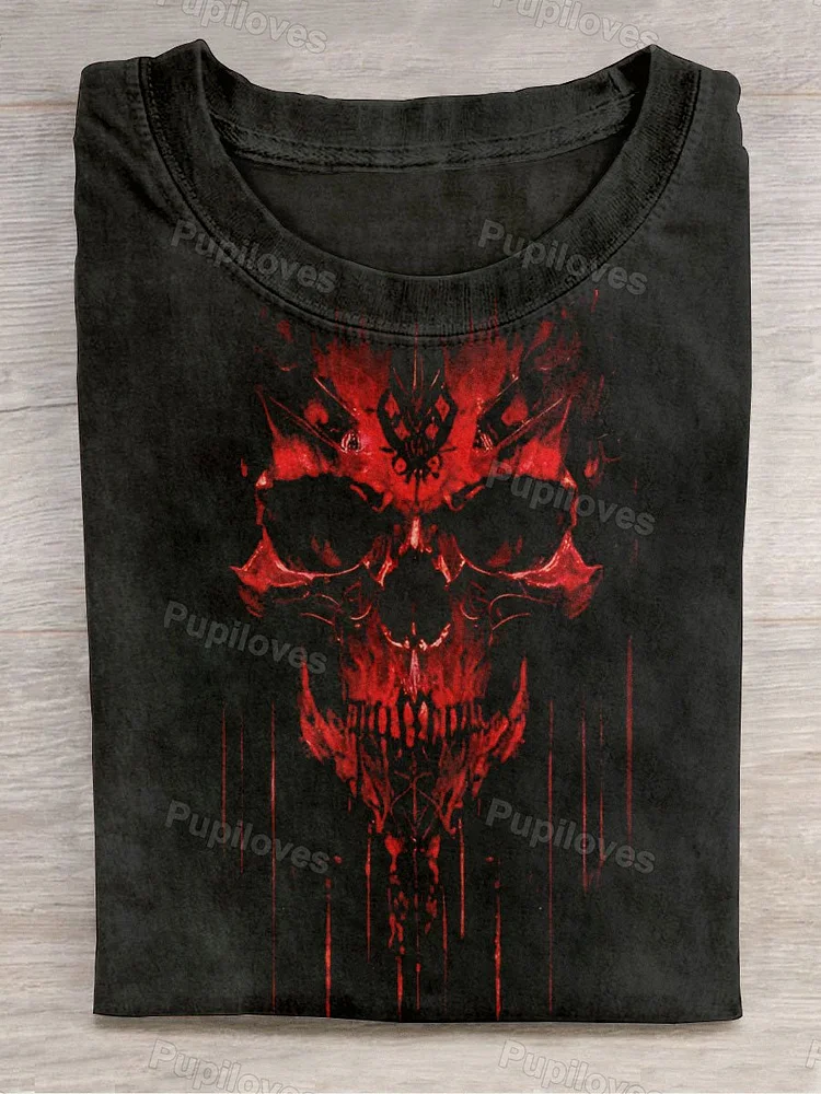 Pupiloves Pupiloves  Unisex Skull Abstract Print Design T-Shirt