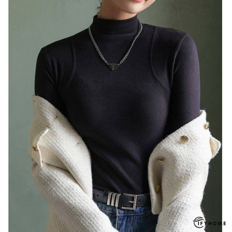 Women's Cashmere Blend Half-Turtleneck Base Layer Top | IFYHOME