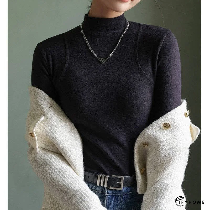 Women's Cashmere Blend Half-Turtleneck Base Layer Top | IFYHOME