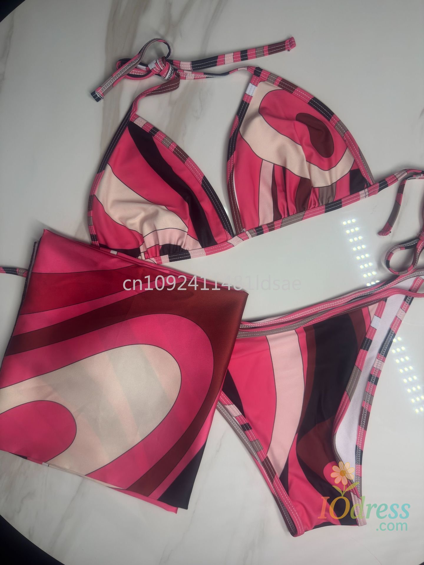 IO Dress Women's Pink Scarf Swimsuits Italian Designer Sexy Beach Bikini Set