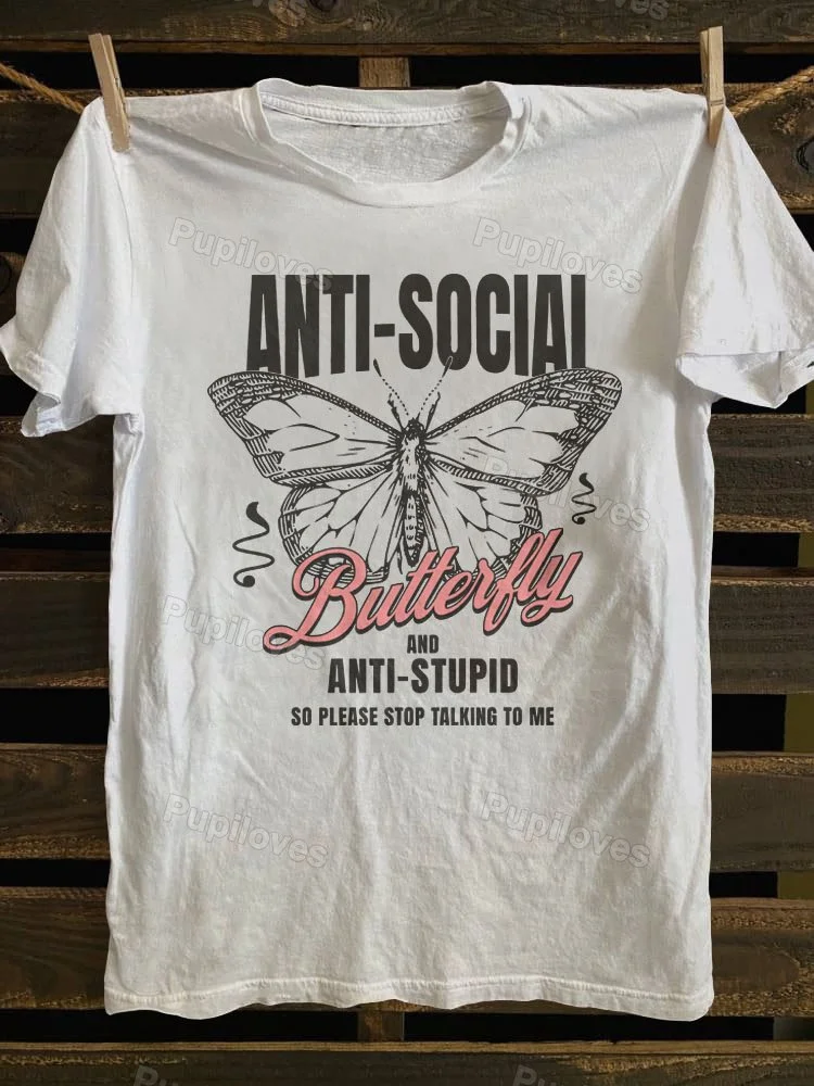 Pupiloves Pupiloves Anti Social Butterfly T-shirt