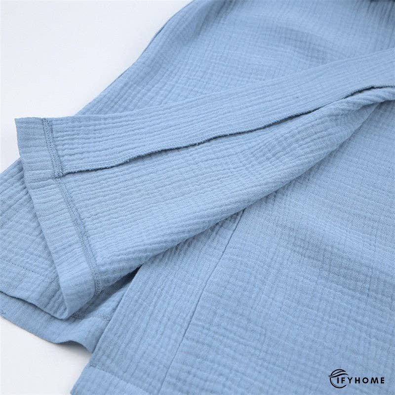 Short Double-Layer Gauze Robe | IFYHOME