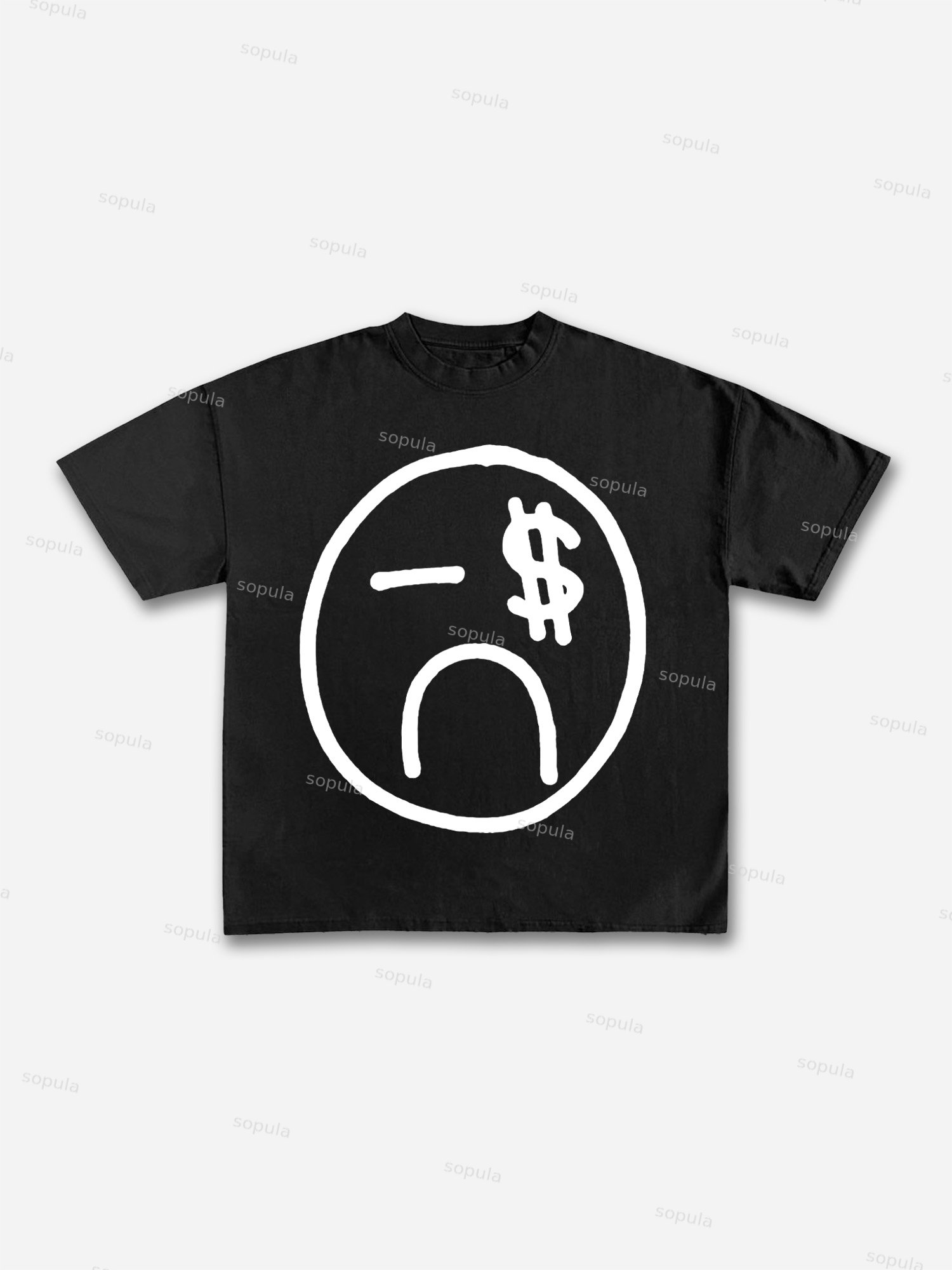 Cartoon Simple Fortune Big Head Graphic Cotton T-shirt
