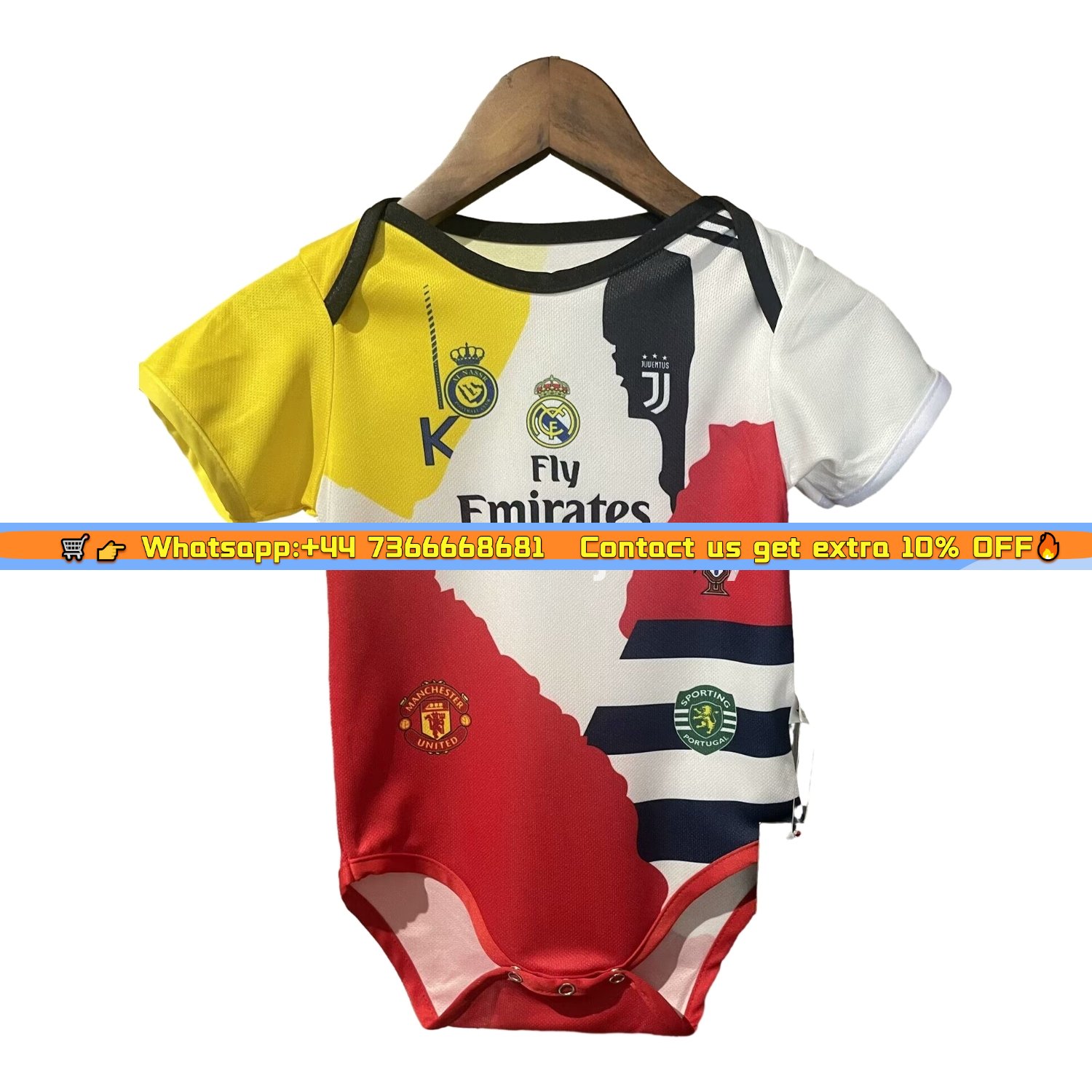Cristiano Ronaldo Career Commemorative Baby Crawling Suit - Real Madrid Juventus Portugal Manchester United Al Nassr Sporting CP