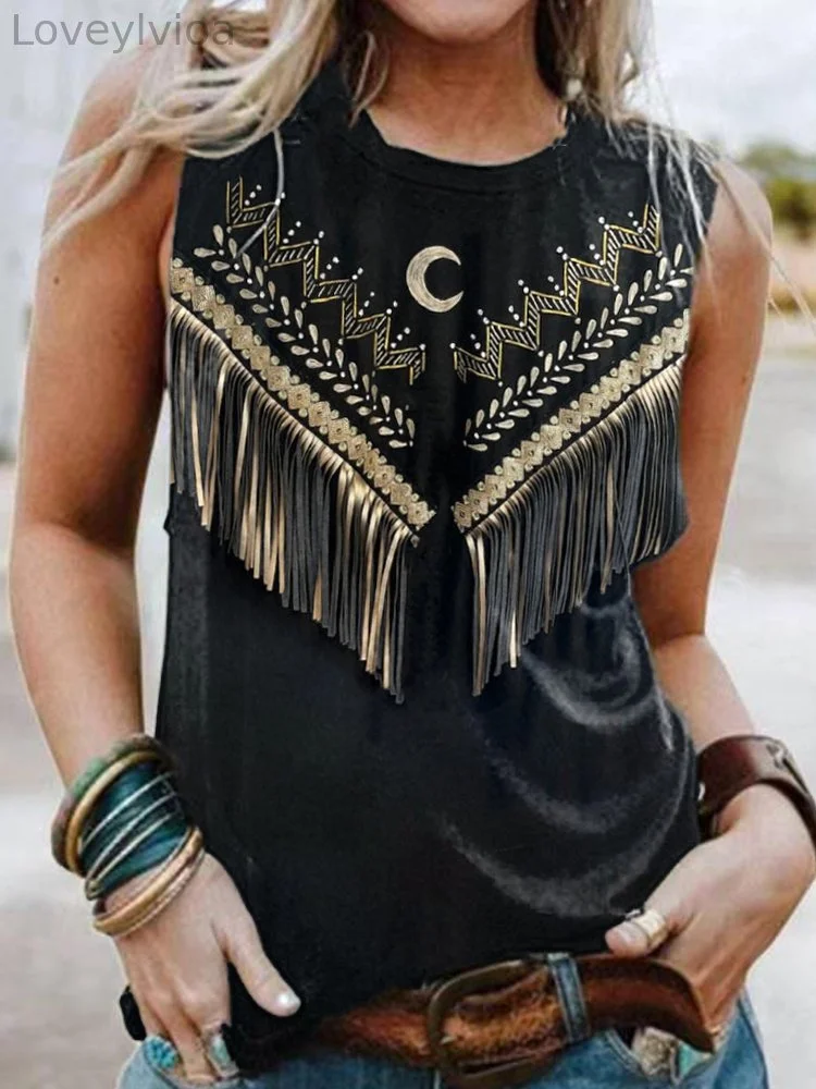 Fringe Ethnic Pattern Cozy Vintage Tank Top