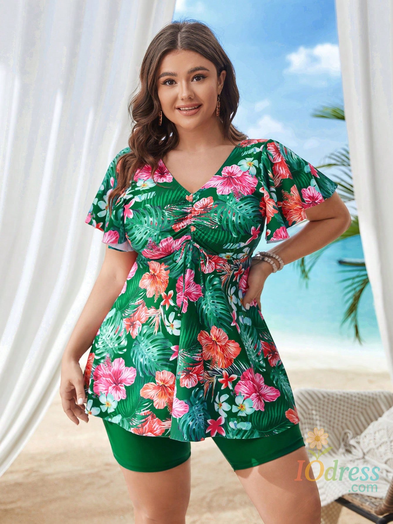IO Dress New Plus Size Swimwear Women Tankini Female High Waist Swimsuit Summer Big Bikini 2025 Mujer Large Bathing Suit Maillot De Bain
