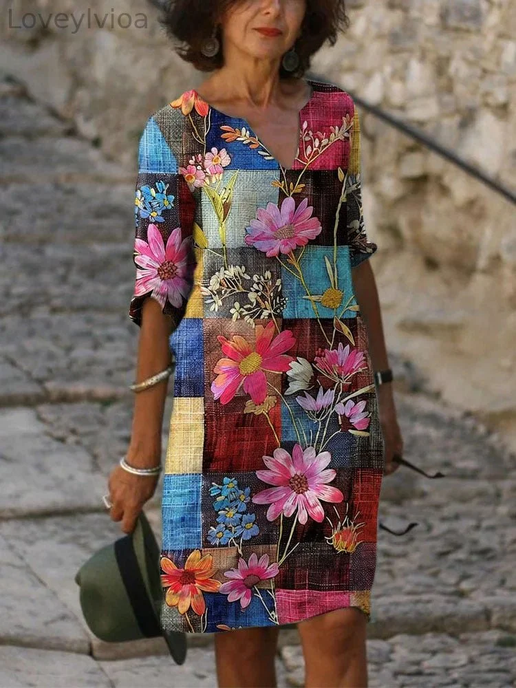 Women's Casual Loose Floral Print Long Dress(S-5XL)
