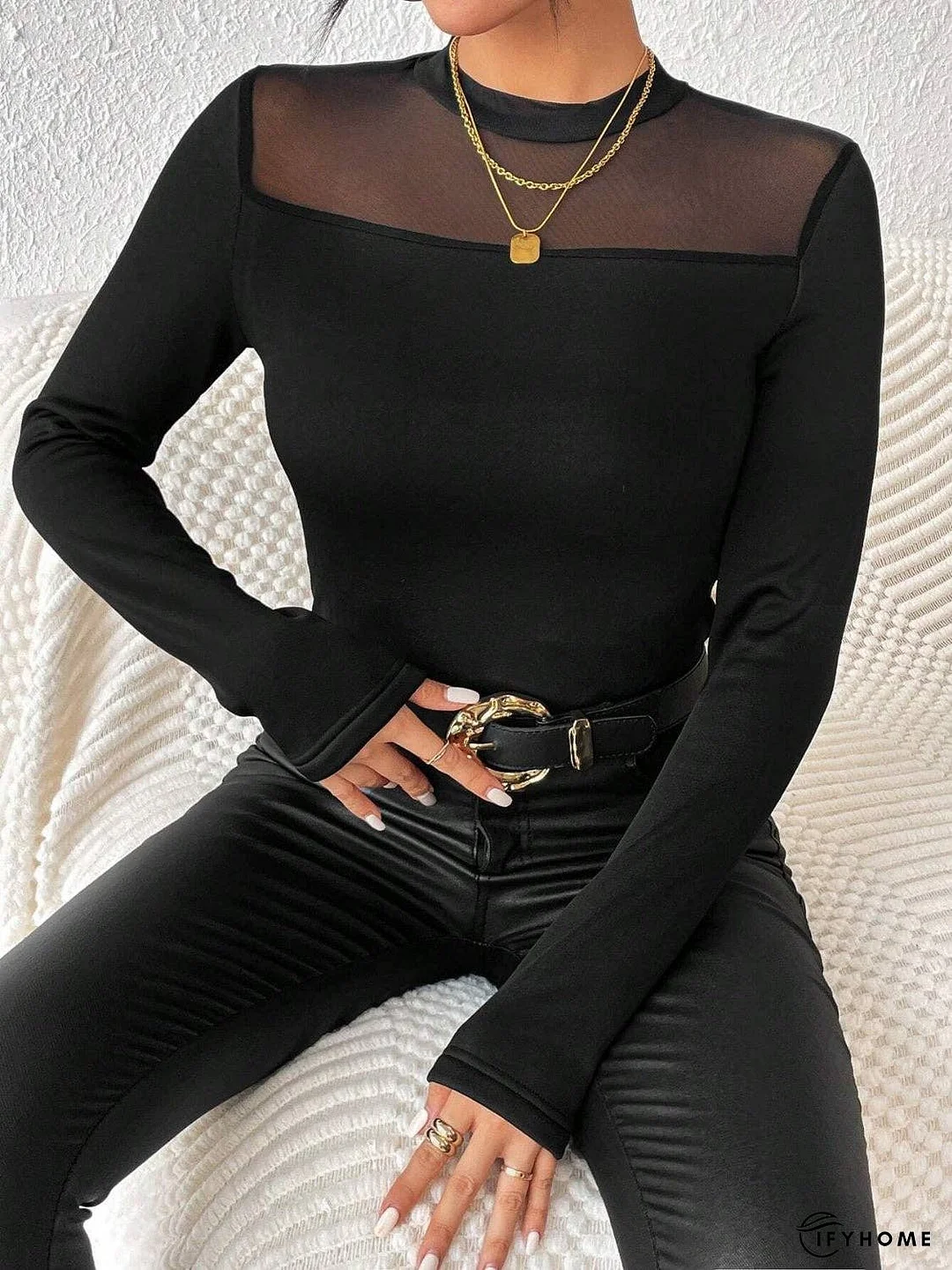 Mock Neck Long Sleeve T-Shirt | IFYHOME
