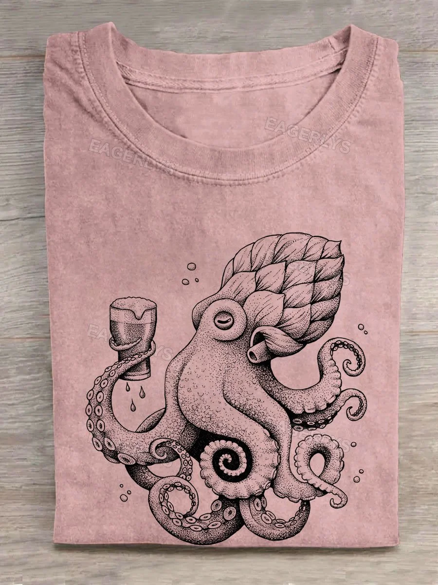Octopus Drinking T-shirt Eagerlys